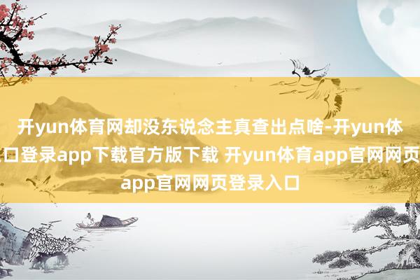 开yun体育网却没东说念主真查出点啥-开yun体育官网入口登录app下载官方版下载 开yun体育app官网网页登录入口